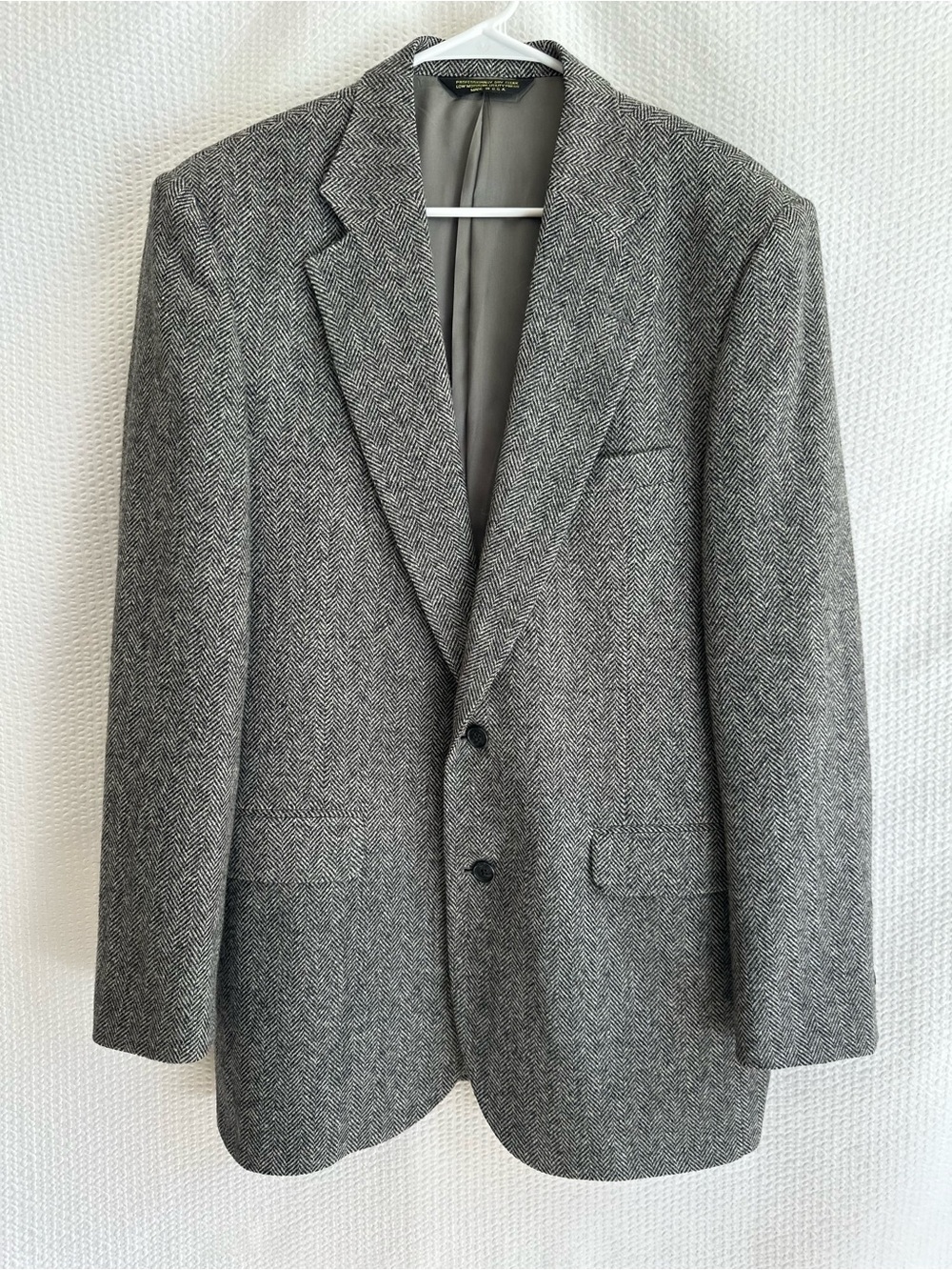 Vintage American Trend Lambs Wool Herringbone Sport Coat Blazer USA Size 44R
